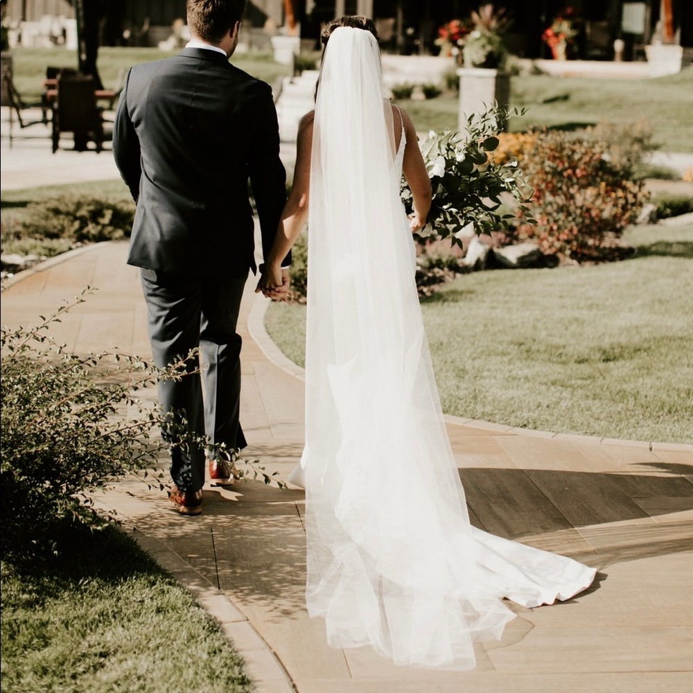 Cathedral length wedding veil with comb